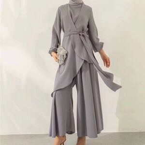 Chic Long Sleeve Gray Dress